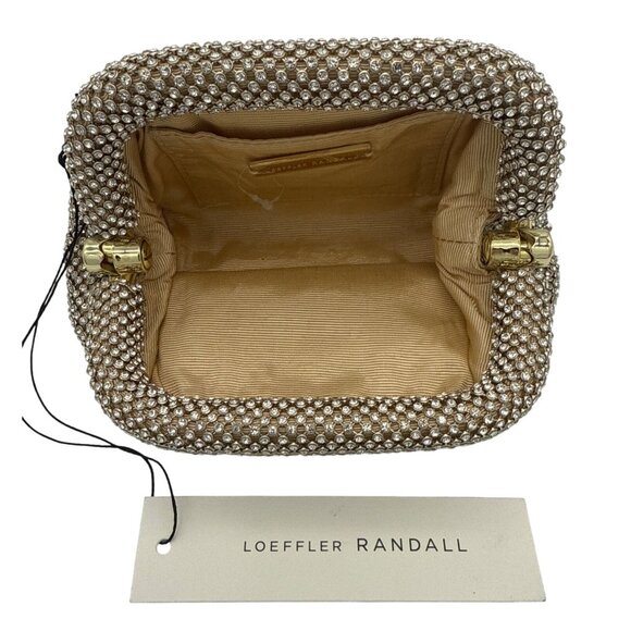 LOEFFLER RANDALL Women's Doris Crystal Rhinestone Mesh Mini Frame Pouch Bag Gold - Picture 5 of 10